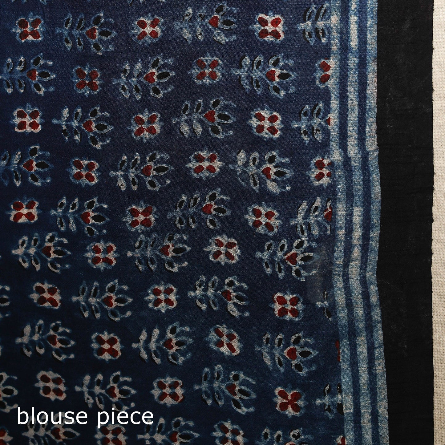 Blue - natural dyed silk saree 07 - handcrafted