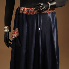 Blue Navratri Garba Chaniya Choli Set in Mashru Silk with Ajrakh Patch