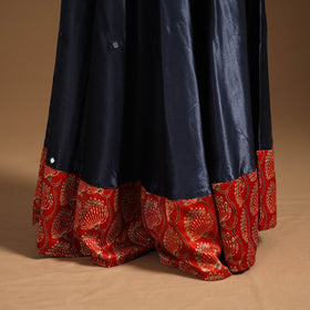 Blue Navratri Garba Chaniya Choli Set in Mashru Silk with Ajrakh Patch