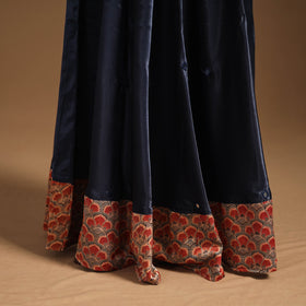 Blue Navratri Garba Chaniya Choli Set in Mashru Silk with Ajrakh Patch