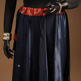 Blue Navratri Garba Chaniya Choli Set in Mashru Silk with Ajrakh Patch