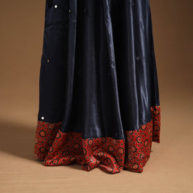 Blue Navratri Garba Chaniya Choli Set in Mashru Silk with Ajrakh Patch