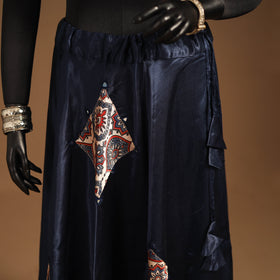 Blue Navratri Garba Chaniya Choli Set in Mashru Silk with Ajrakh Patch