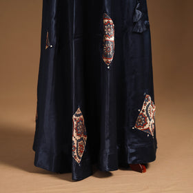 Blue Navratri Garba Chaniya Choli Set in Mashru Silk with Ajrakh Patch