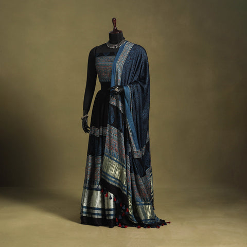 Blue - navratri garba modal silk unstitched chaniya choli