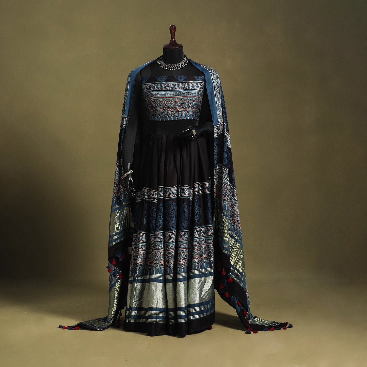 Blue - navratri garba modal silk unstitched chaniya choli