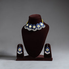 Blue - navratri special! Fabart german silver mirror work