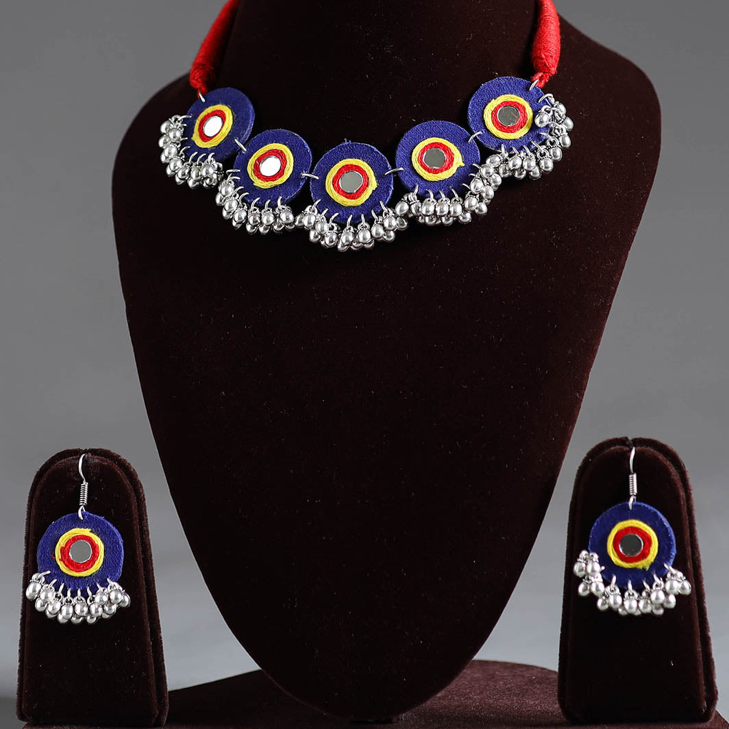 Blue - navratri special! Fabart german silver mirror work