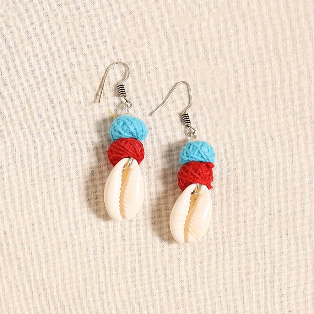 Blue - navratri special! German silver shell & thread beads