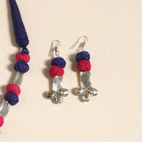 Navratri Special! Blue German Silver Thread Beads Necklace Set