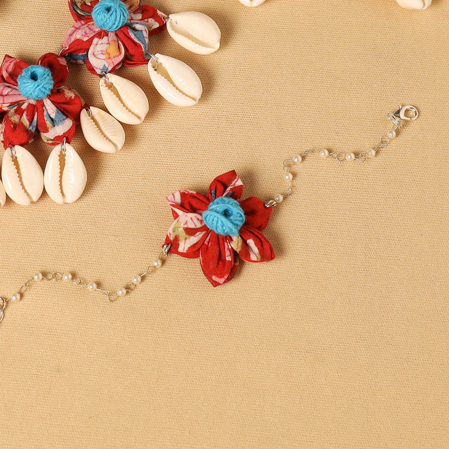 Blue - navratri special! Handmade fabart floral jewellery