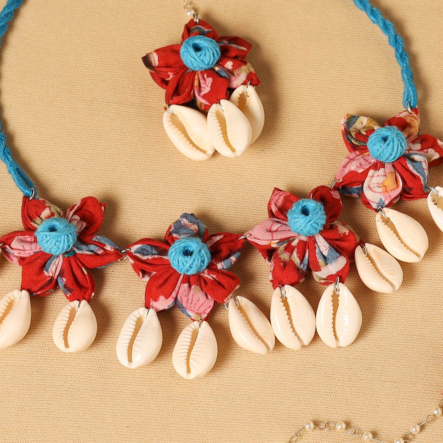 Blue - navratri special! Handmade fabart floral jewellery
