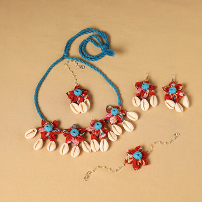 Blue - navratri special! Handmade fabart floral jewellery
