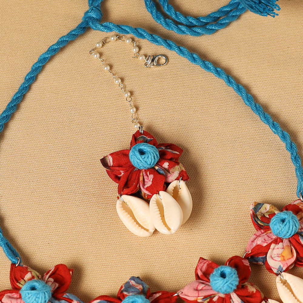Blue - navratri special! Handmade fabart floral jewellery