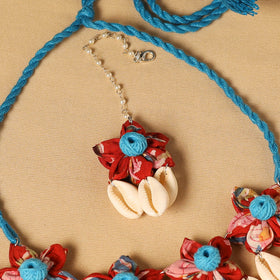 Blue - navratri special! Handmade fabart floral jewellery