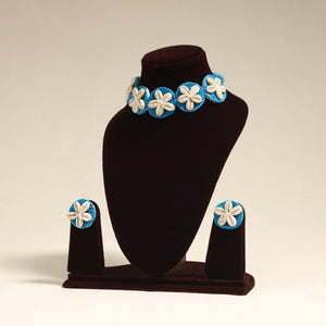 Blue - navratri special! Thread & shell work necklace set