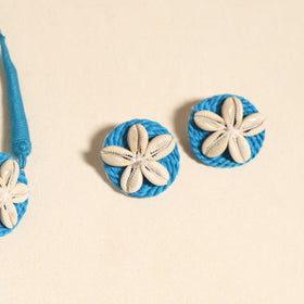 Blue - navratri special! Thread & shell work necklace set