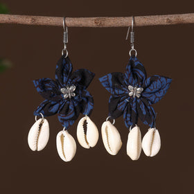 Blue - nensi fabart phool kali shell earrings - handcrafted