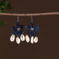 Blue - nensi fabart phool kali shell earrings - handcrafted