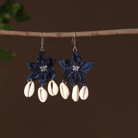 Blue - nensi fabart phool kali shell earrings - handcrafted