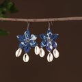 Blue - nikita fabart phool kali shell earrings - handcrafted