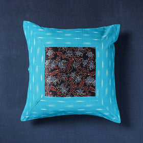  Noori Ikat Cotton With Modal Silk Block Print Cushion Cover 