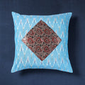  Noori Ikat Cotton With Modal Silk Block Print Cushion Cover 