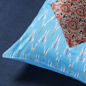  Noori Ikat Cotton With Modal Silk Block Print Cushion Cover 