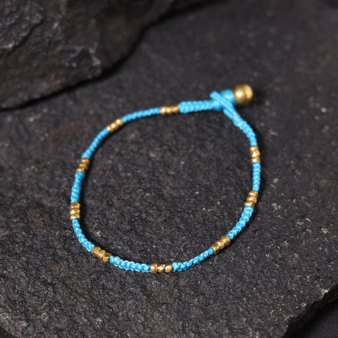 Blue - odisha dokra threadwork tribal anklet 09