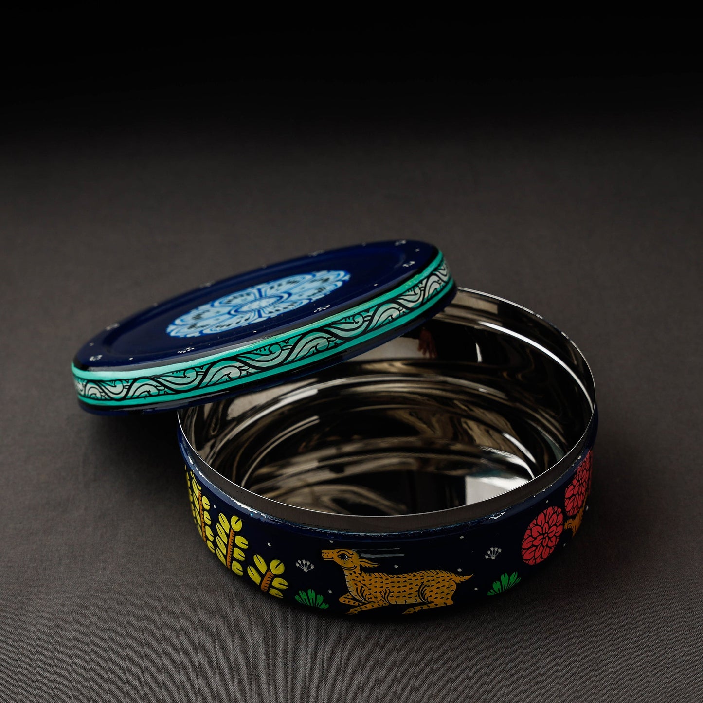  Odisha Pattachitra Handpainted Stainless Steel Casserole 