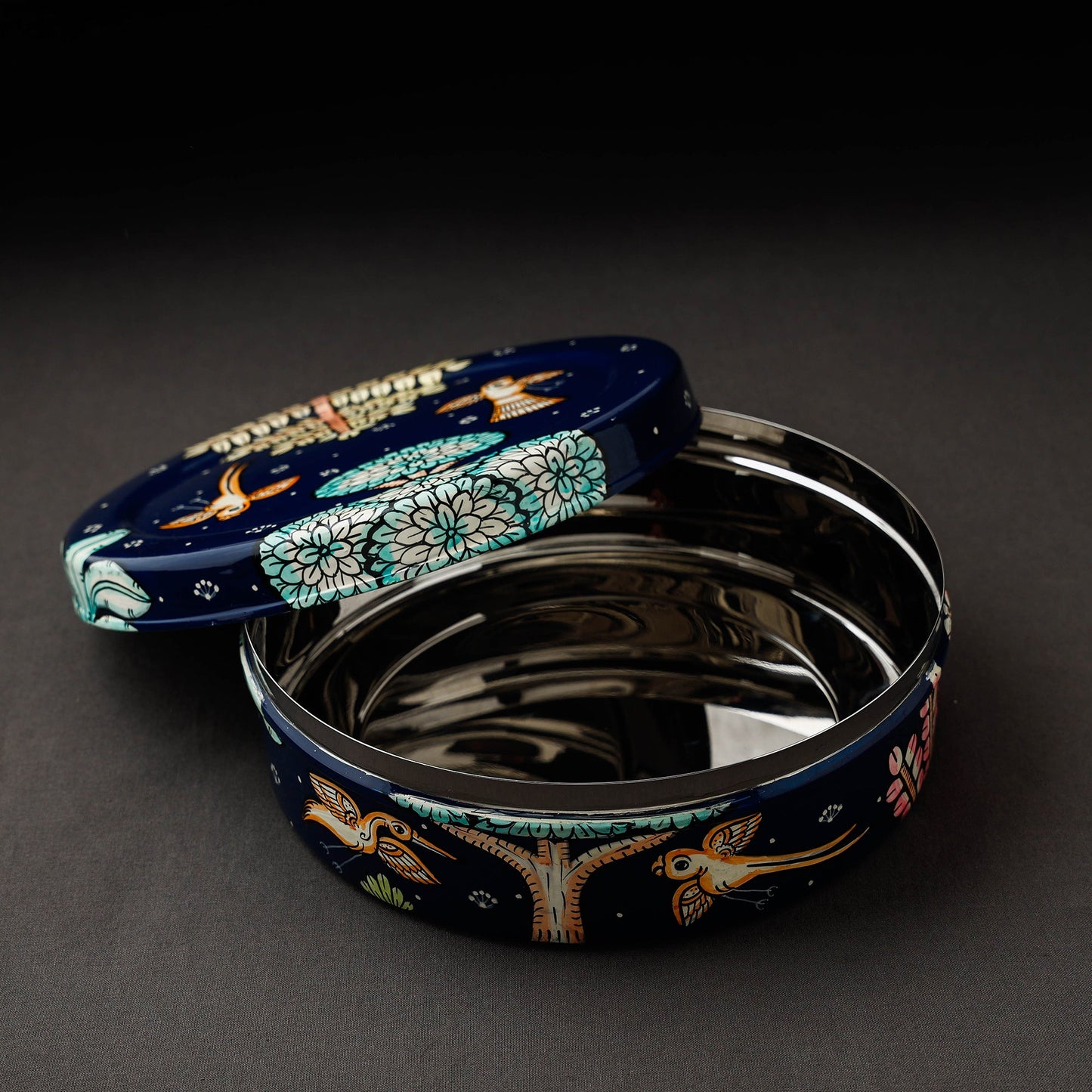  Odisha Pattachitra Handpainted Stainless Steel Casserole 