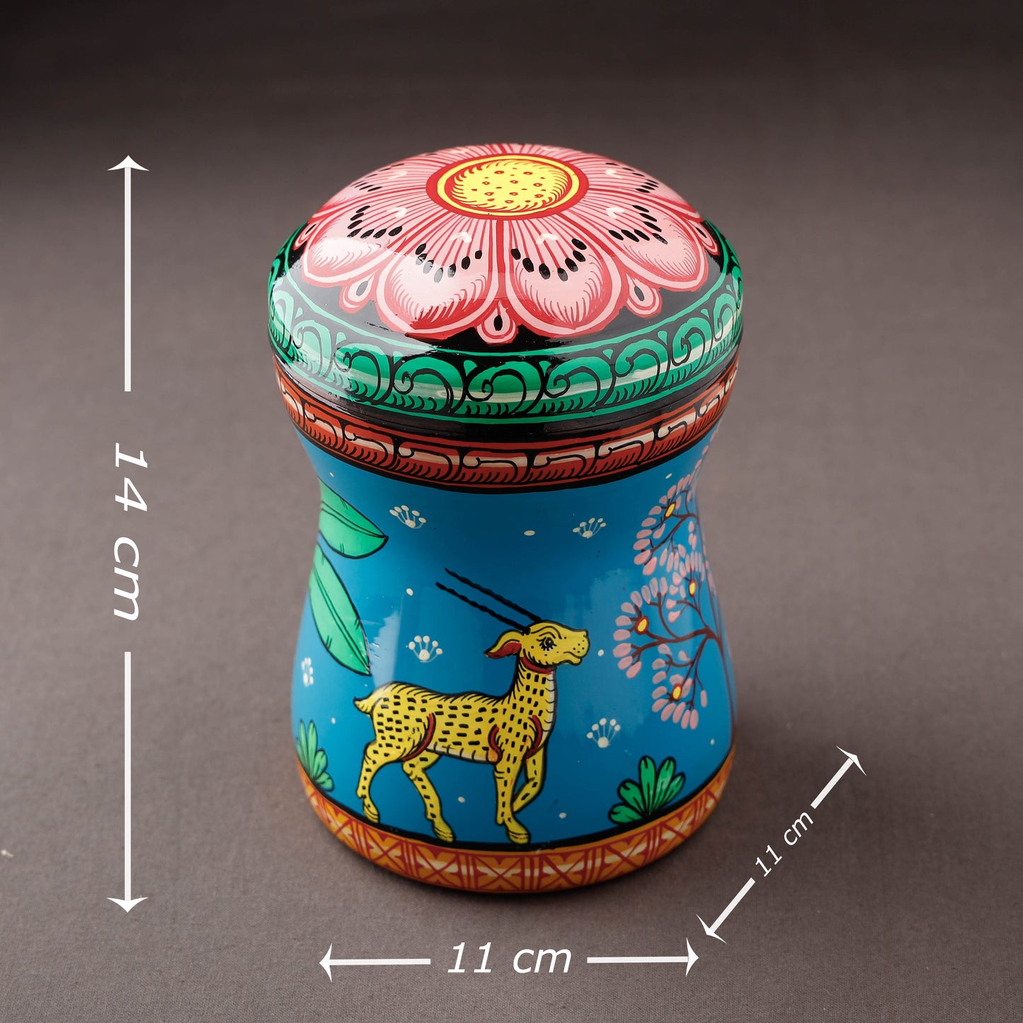 Blue Bengal Patua Blue Handpainted Stainless Steel Canister