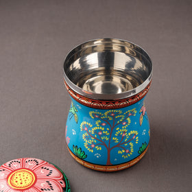 Bengal Patua Blue Handpainted Stainless Steel Canister