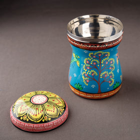 Blue Bengal Patua Handpainted Stainless Steel Canister 