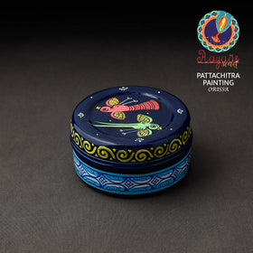 Odisha Pattachitra Blue Handpainted Stainless Steel Container 