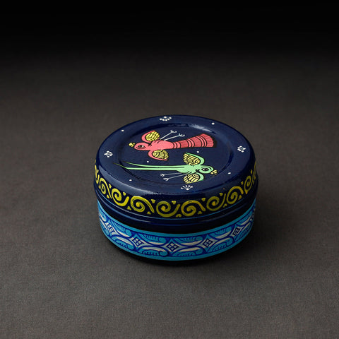 Odisha Pattachitra Blue Handpainted Stainless Steel Container 