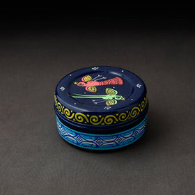 Odisha Pattachitra Blue Handpainted Stainless Steel Container 