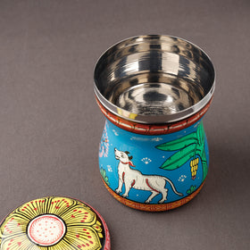 Bengal Patua Blue Handpainted Stainless Steel Canister