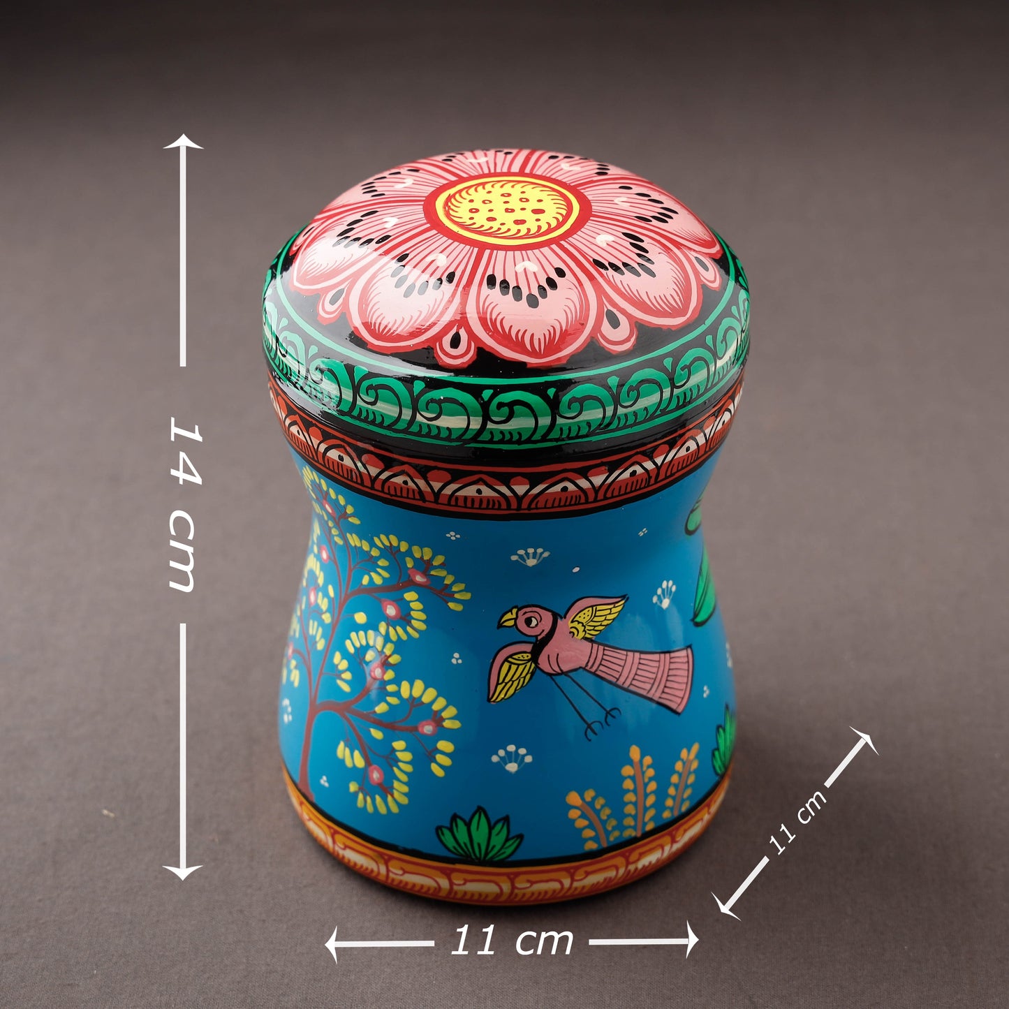 Bengal Patua Blue Handpainted Stainless Steel Canister