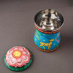 Blue Bengal Patua Blue Handpainted Stainless Steel Canister