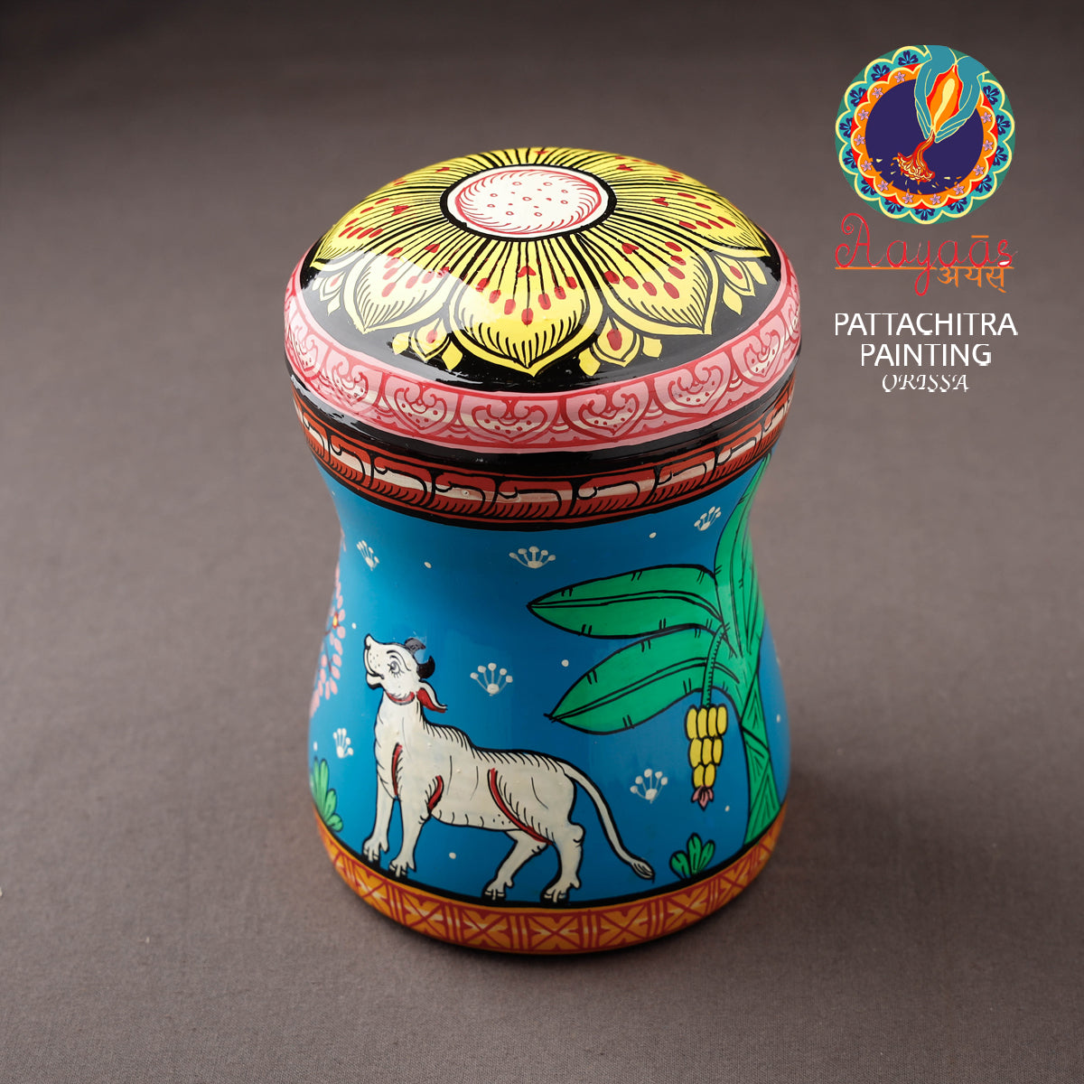 Bengal Patua Blue Handpainted Stainless Steel Canister