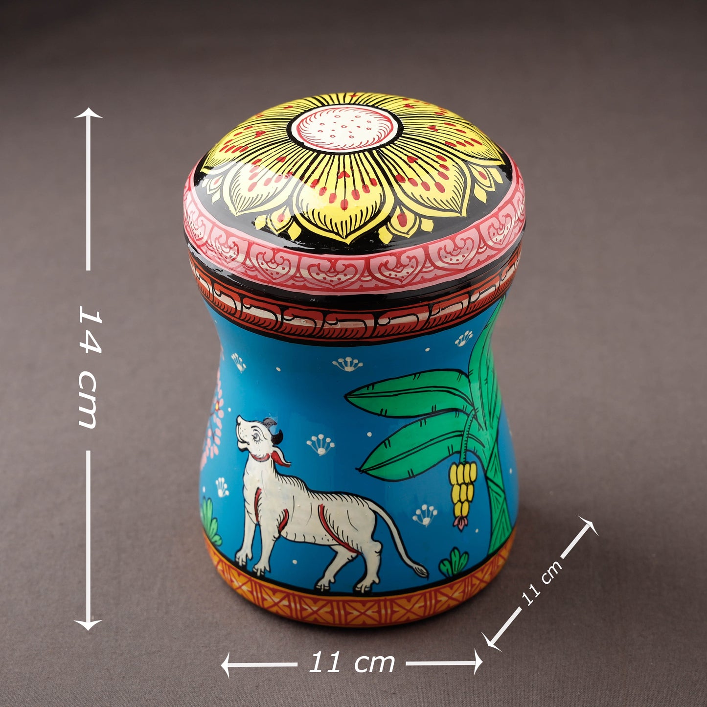 Bengal Patua Blue Handpainted Stainless Steel Canister