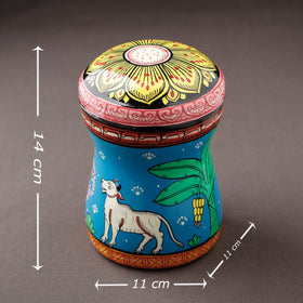 Bengal Patua Blue Handpainted Stainless Steel Canister