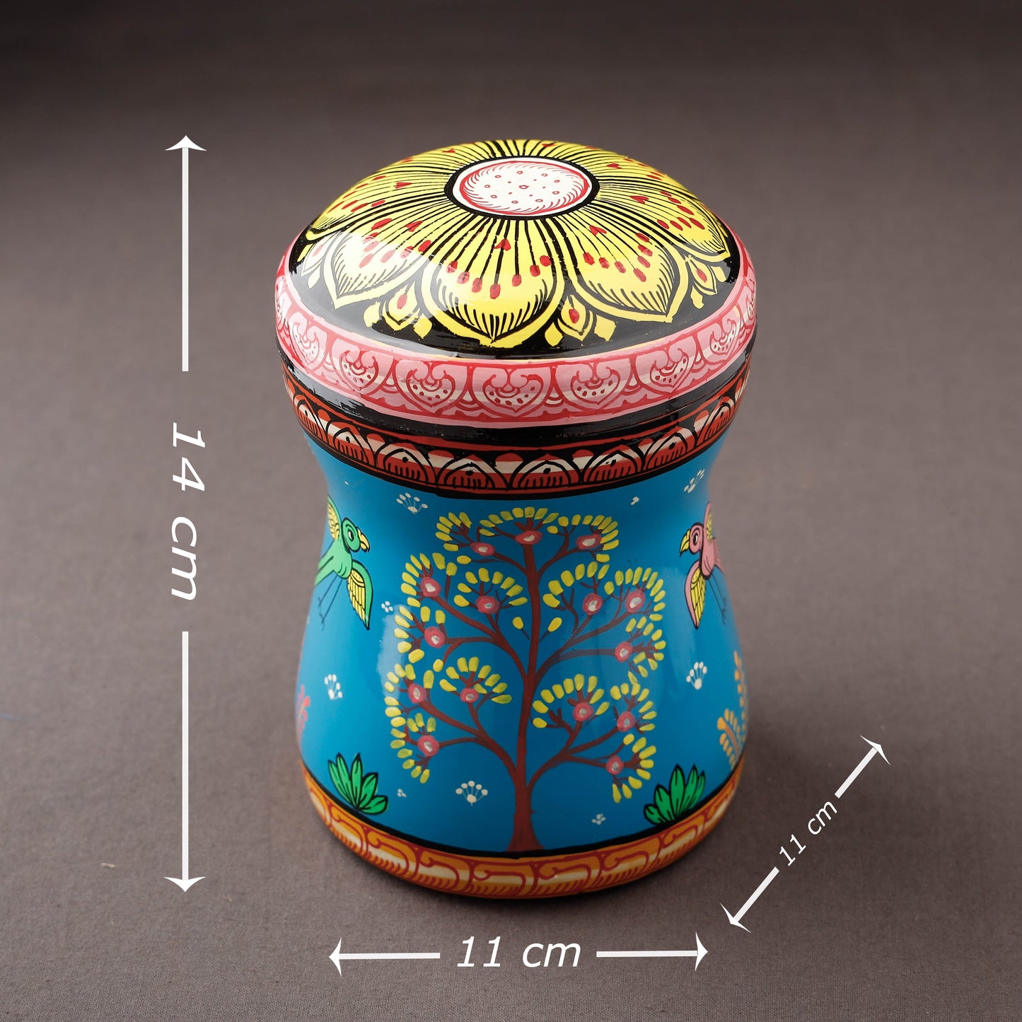 Blue Bengal Patua Handpainted Stainless Steel Canister 