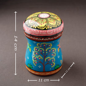Blue Bengal Patua Handpainted Stainless Steel Canister 
