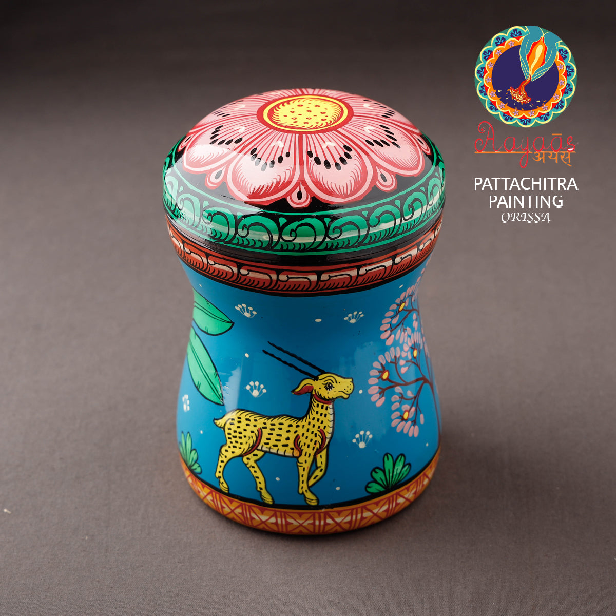 Blue Bengal Patua Blue Handpainted Stainless Steel Canister