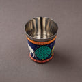 Odisha Pattachitra Blue Handpainted Stainless Steel Glass 
