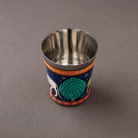 Odisha Pattachitra Blue Handpainted Stainless Steel Glass 