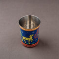 Odisha Pattachitra Blue Handpainted Stainless Steel Glass 