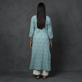 Organic Kala Cotton Handloom Mirror Work Long Kurta for Women